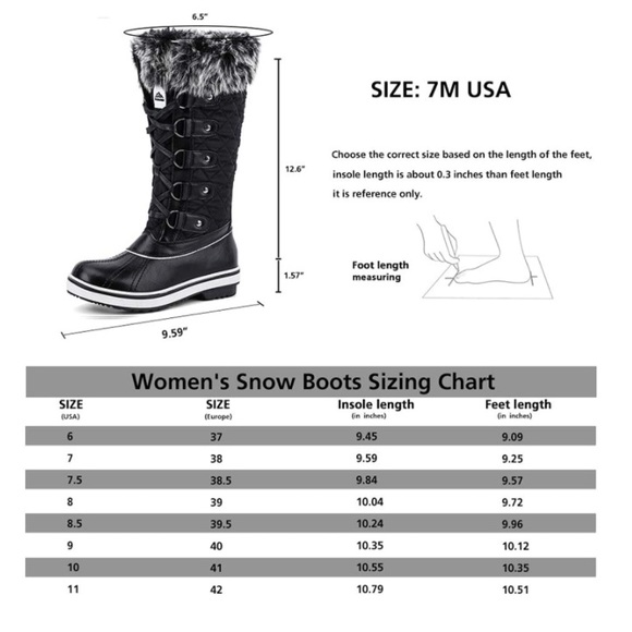 Womens Cold Weather Winter Boots, Waterproof Snow Boots - Picture 6 of 6